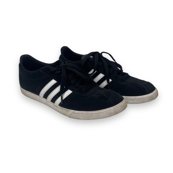 Adidas Classic Black Suede Trainer Sneaker White Stripes White Sidewall Athletic - Picture 3 of 10